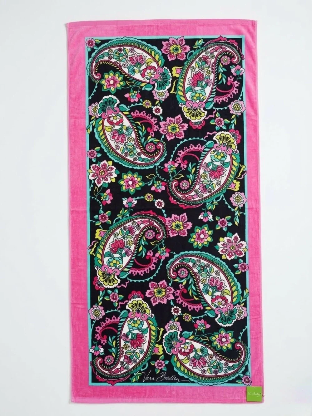 Vera Bradley Petal Paisley Pink Navy Beach Towel Rare Retired 2014 NWT